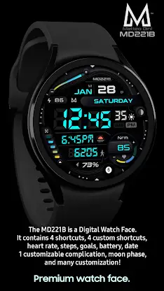 MD221B Digital watch face screenshot 1