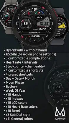 MD312 Hybrid watch face screenshot 4