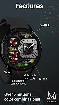 MD319 Hybrid watch face screenshot 4