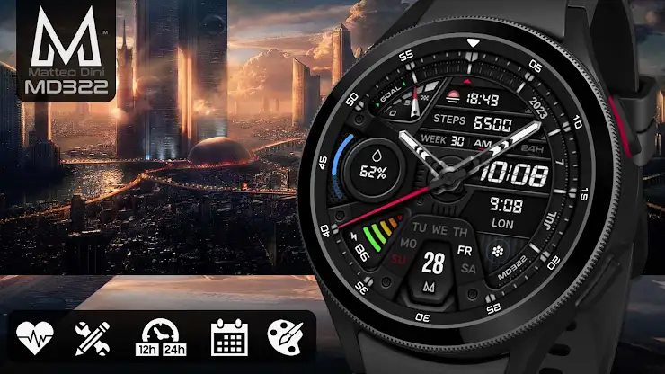 MD322 Analog watch face screenshot 1