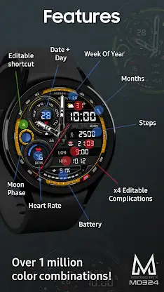 MD324 Hybrid watch face screenshot 7