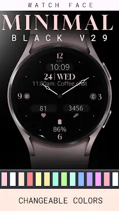 Minimal Black v29 watch face screenshot 4
