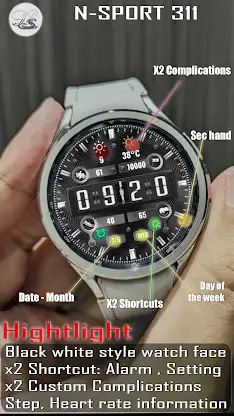 N-SPORT311 Black Sport Watch screenshot 3