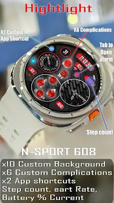 N-SPORT608 Black2B Watch Face screenshot 3