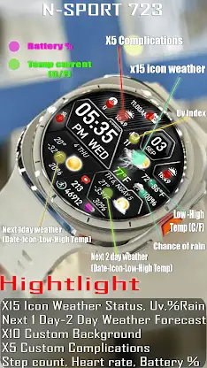 NSPORT723 Digital Watch Face screenshot 3