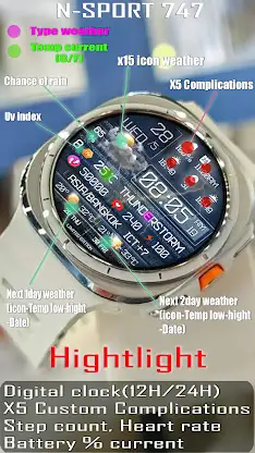 N-SPORT747 Digital Watch Face screenshot 3