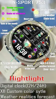 N-SPORT753 Digital Watch Face screenshot 3