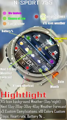 N-SPORT755 weather Watch Face screenshot 3