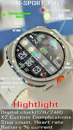 N-SPORT756 Weather DigitalFace screenshot 3