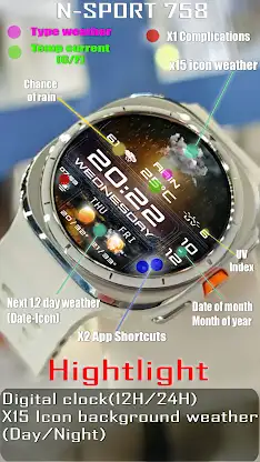 N-SPORT 758 Watch Face Wear OS screenshot 2