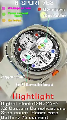 N-SPORT768 Black & White Watch screenshot 3