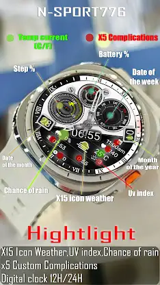 N-SPORT 776 Classic Watch Face screenshot 3