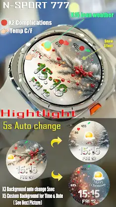 N-SPORT777 Xmas Snow WatchFace screenshot 3