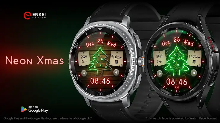 Neon Xmas - digital watch face screenshot 1