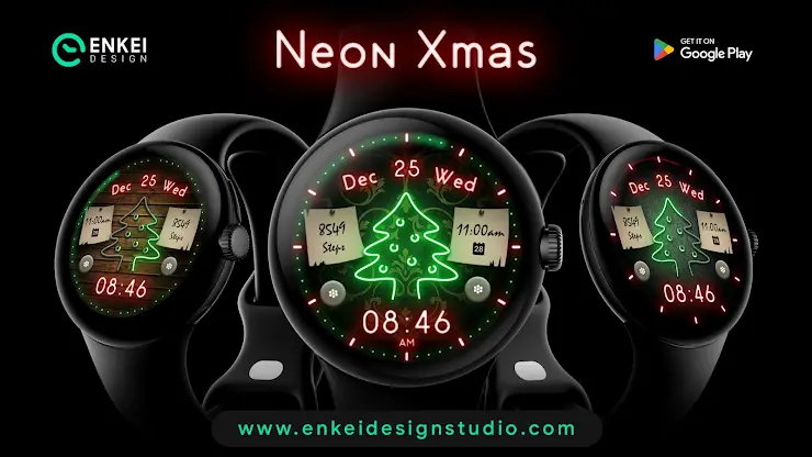 Neon Xmas - digital watch face screenshot 7