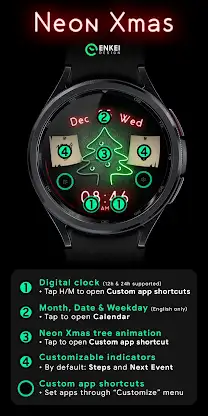 Neon Xmas - digital watch face screenshot 5