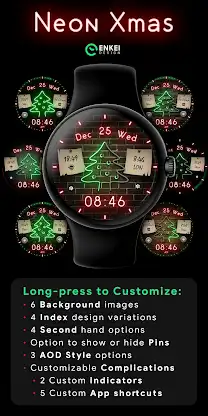 Neon Xmas - digital watch face screenshot 3