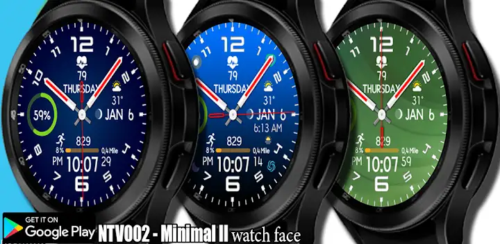 NTV002 - Minimal II watch face — Android app banner