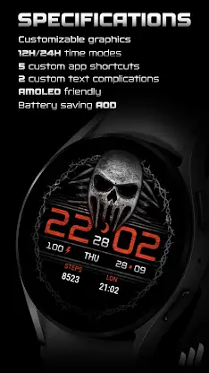 NW Skull Wear OS Watch Face screenshot 2