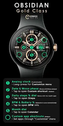 OBSIDIAN Gold Class watch face screenshot 5