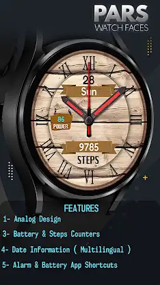 Pars Wooden Analog Watch Face screenshot 1