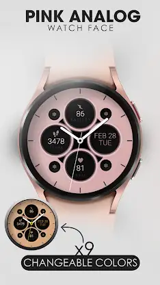 Pink pastel analog watch face screenshot 3