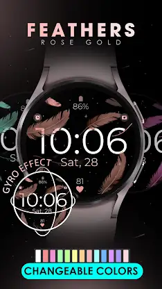 Feathers Rose Gold watch face screenshot 3