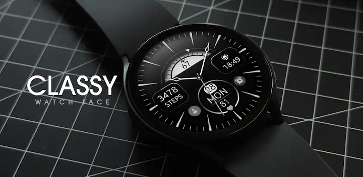 Silver Classic watch face — Android app banner