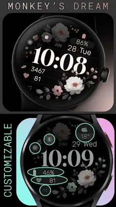 Simple Floral 3 Watch Face screenshot 3