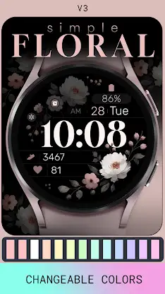 Simple Floral 3 Watch Face screenshot 4