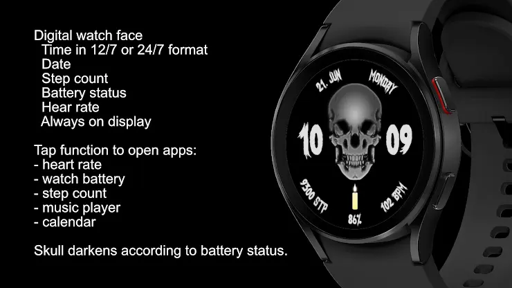 Skull watch face - Wear OS screenshot 4