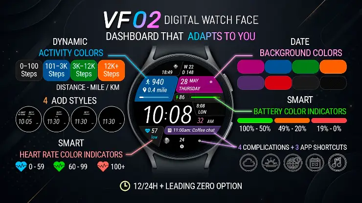 VF02 Digital Watch Face screenshot 2
