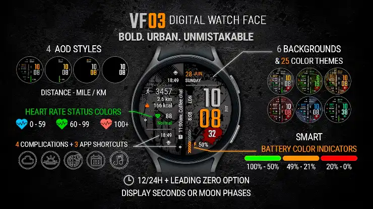 VF03 Digital Watch Face screenshot 2