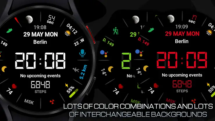 LCD Black digital watch face screenshot 4