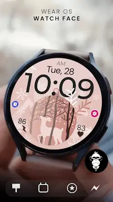 Xmas Reindeer pink watch face screenshot 1