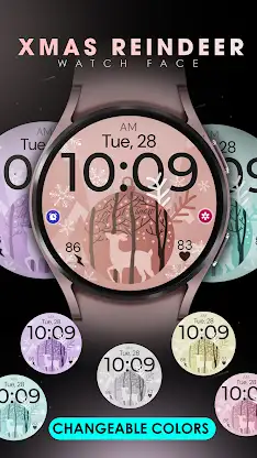 Xmas Reindeer pink watch face screenshot 3