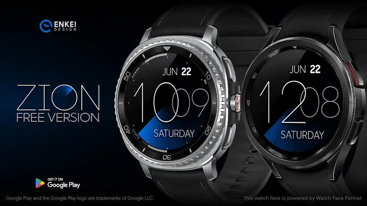 ZION Blue - digital watch face screenshot 1