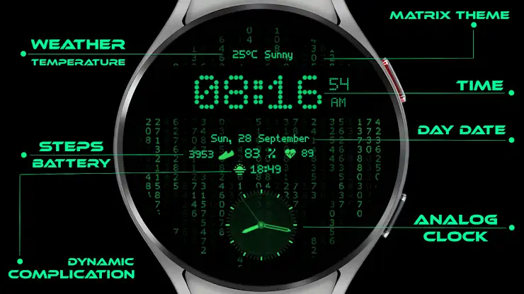 Digital+ Matrix Watch Face screenshot 1