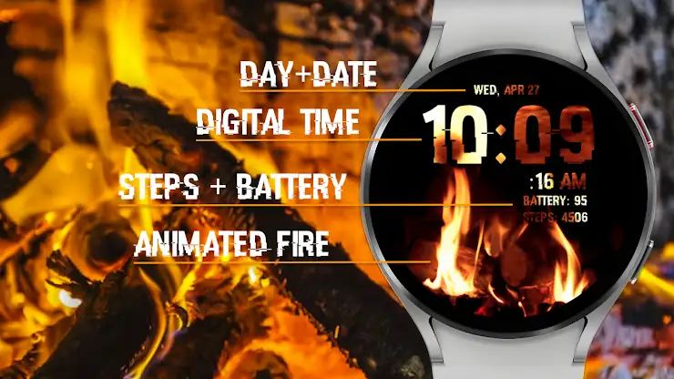 Fireplace Animated Watch Face screenshot 4
