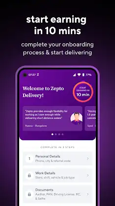 Zepto Delivery Partner App screenshot 2