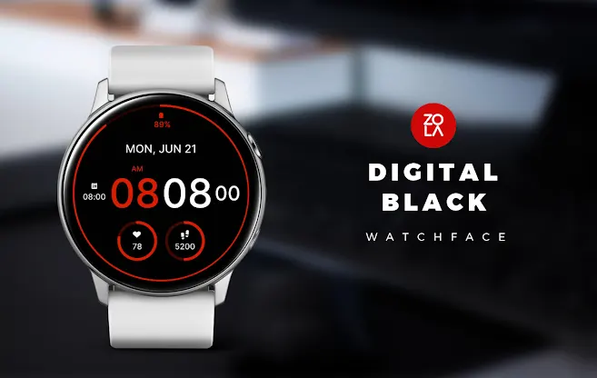 Digital Black Watch Face screenshot 1