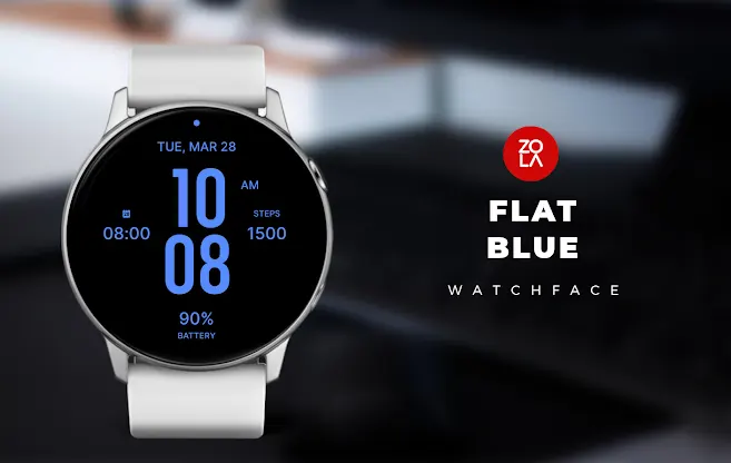 Flat Blue Watch Face screenshot 1