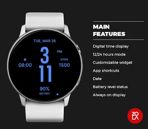 Flat Blue Watch Face screenshot 2