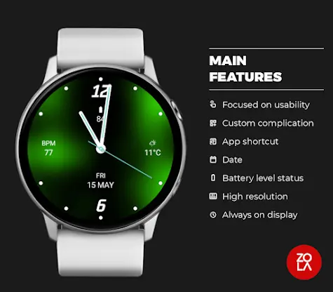 Green Analogue Watch Face screenshot 2