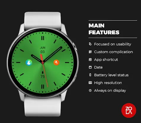 Metallic Green Watch Face screenshot 2