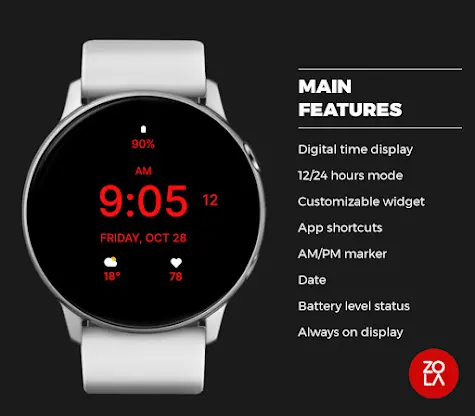 Pure Red Watch Face screenshot 2