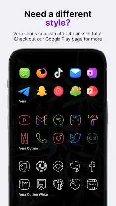 Vera Outline Black: Icon Pack screenshot 7