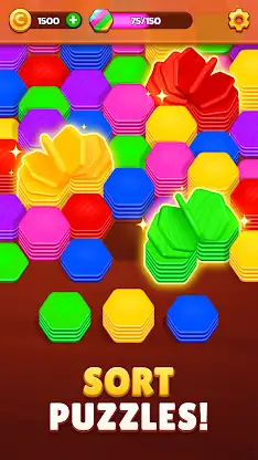 Hexa Stack: Farb-Sortierpuzzle screenshot 1