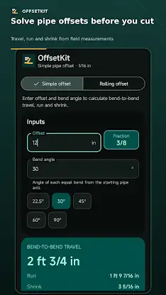 OffsetKit: Pipe Calculator screenshot 1