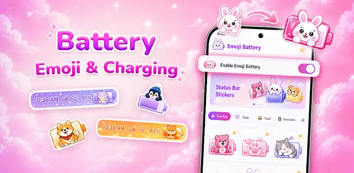Emoji Battery & Status Bar — Android app banner